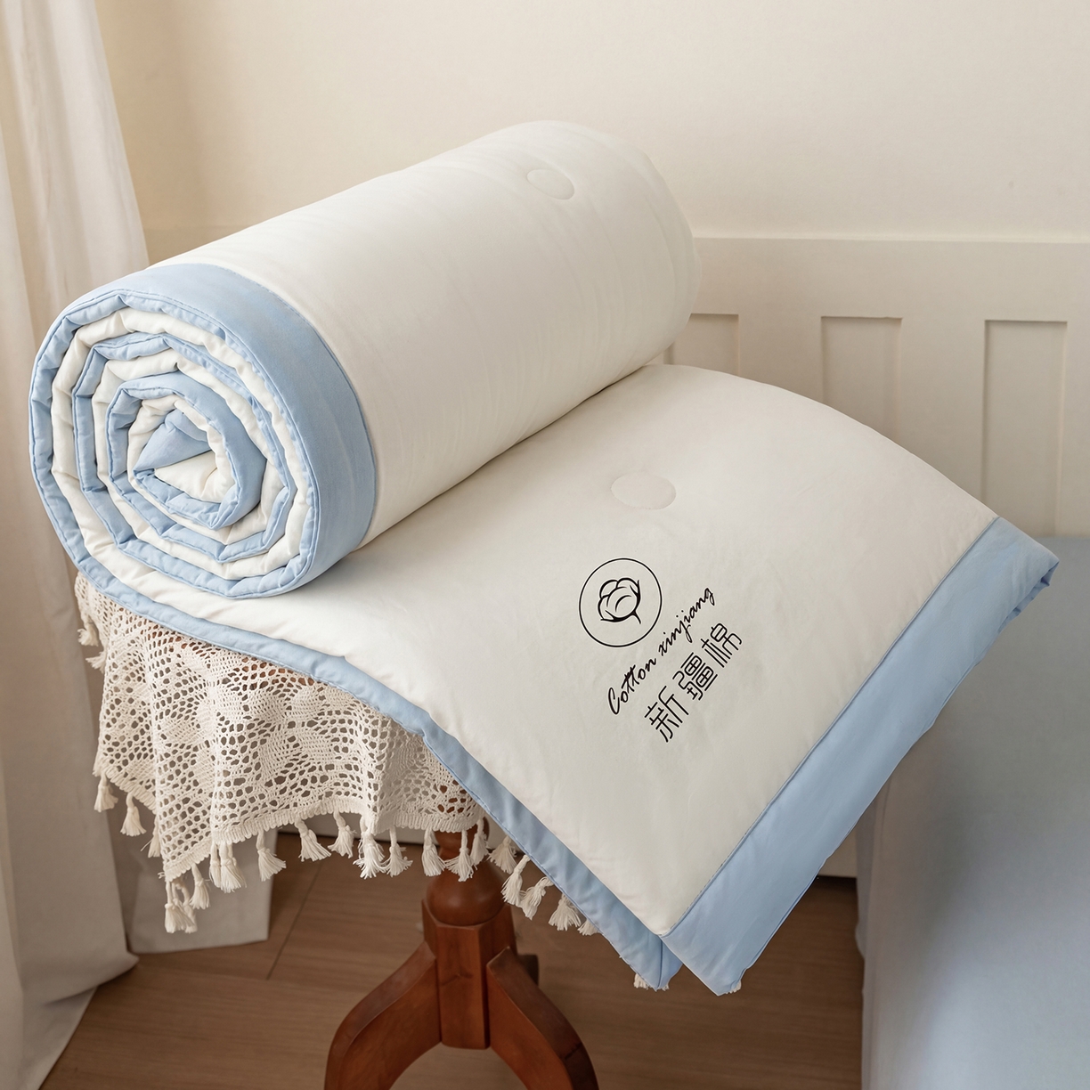 91家纺网 家纺一手货源 找家纺 （总）几禾 2026春夏新款纯色水洗棉双拼夏被新疆棉花被夏凉被空调被被子被芯