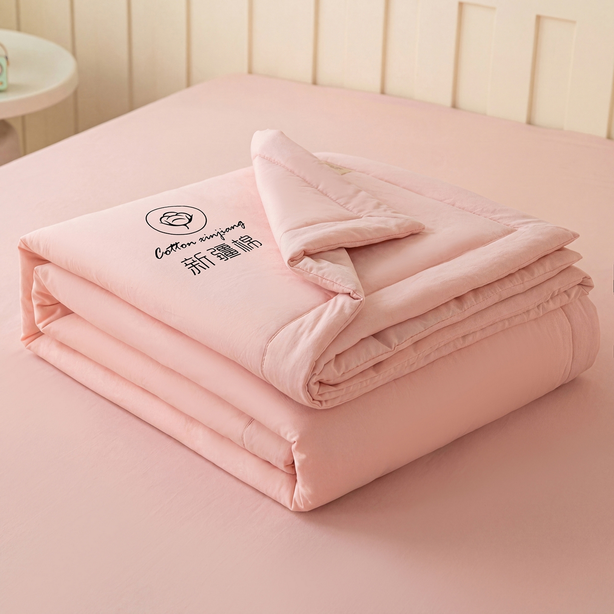 91家纺网 家纺一手货源 找家纺 几禾 2026春夏新款纯色水洗棉双拼夏被新疆棉花被夏凉被空调被被子被芯 纯色-粉色