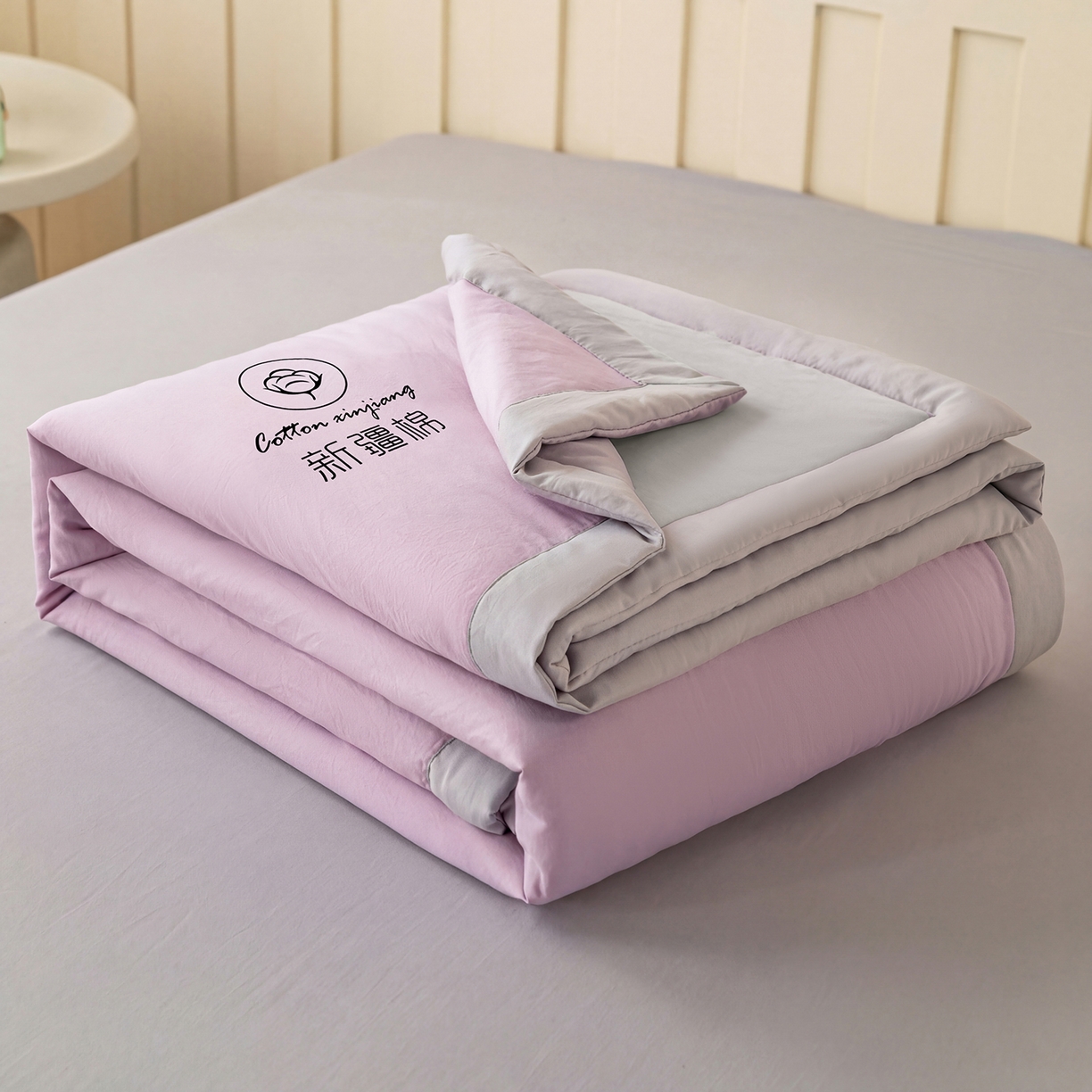91家纺网 家纺一手货源 找家纺 几禾 2026春夏新款纯色水洗棉双拼夏被新疆棉花被夏凉被空调被被子被芯 双拼-紫灰