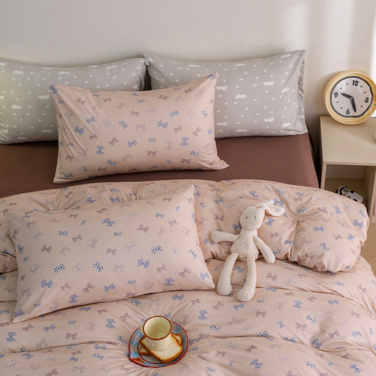 梦可莱家居 2026新款全棉纯棉针织棉印花可爱卡通系列四件套 蝴蝶卡