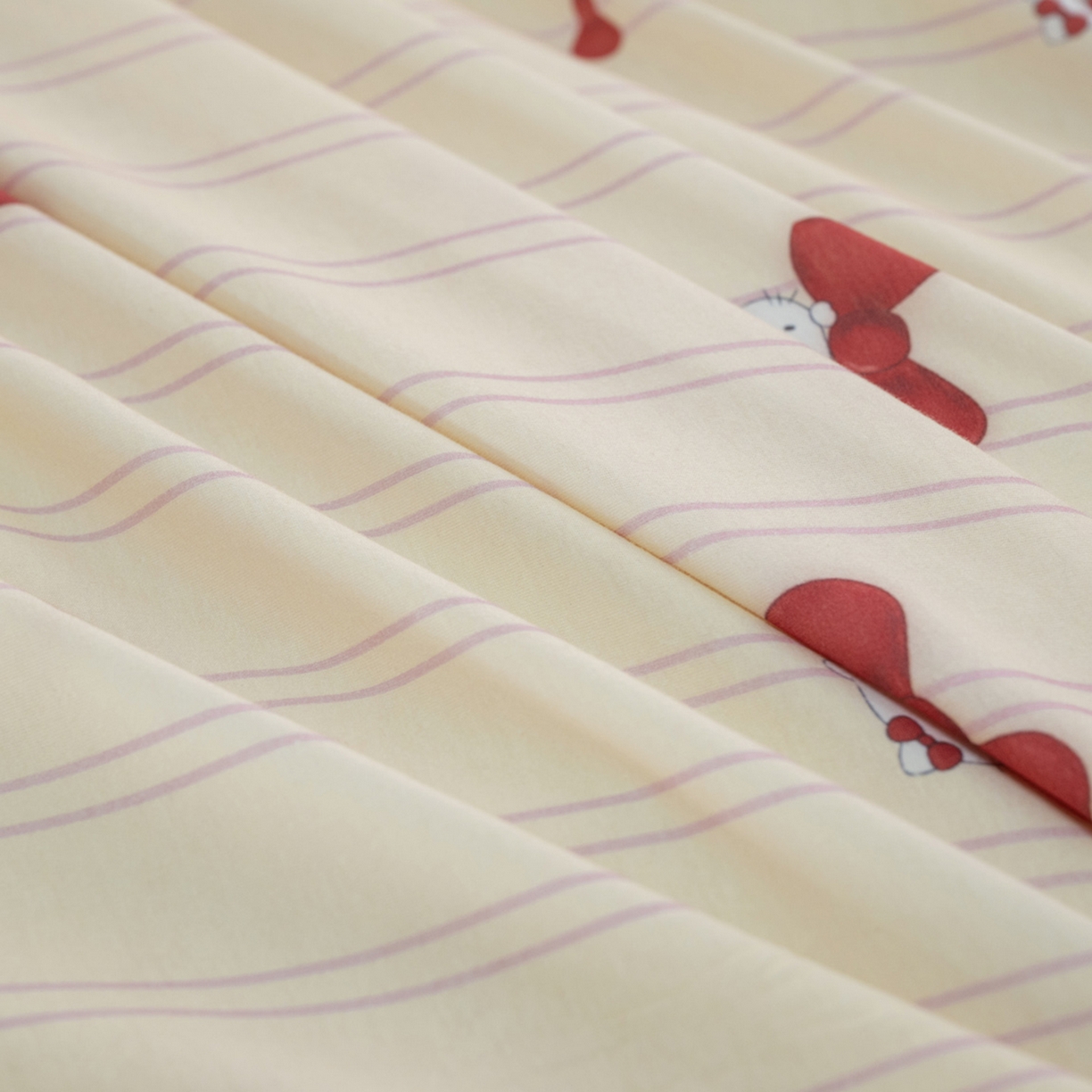 91家纺网 家纺一手货源 找家纺 梦可莱家居 2026新款全棉纯棉针织棉印花可爱卡通系列四件套 蝴蝶猫咪