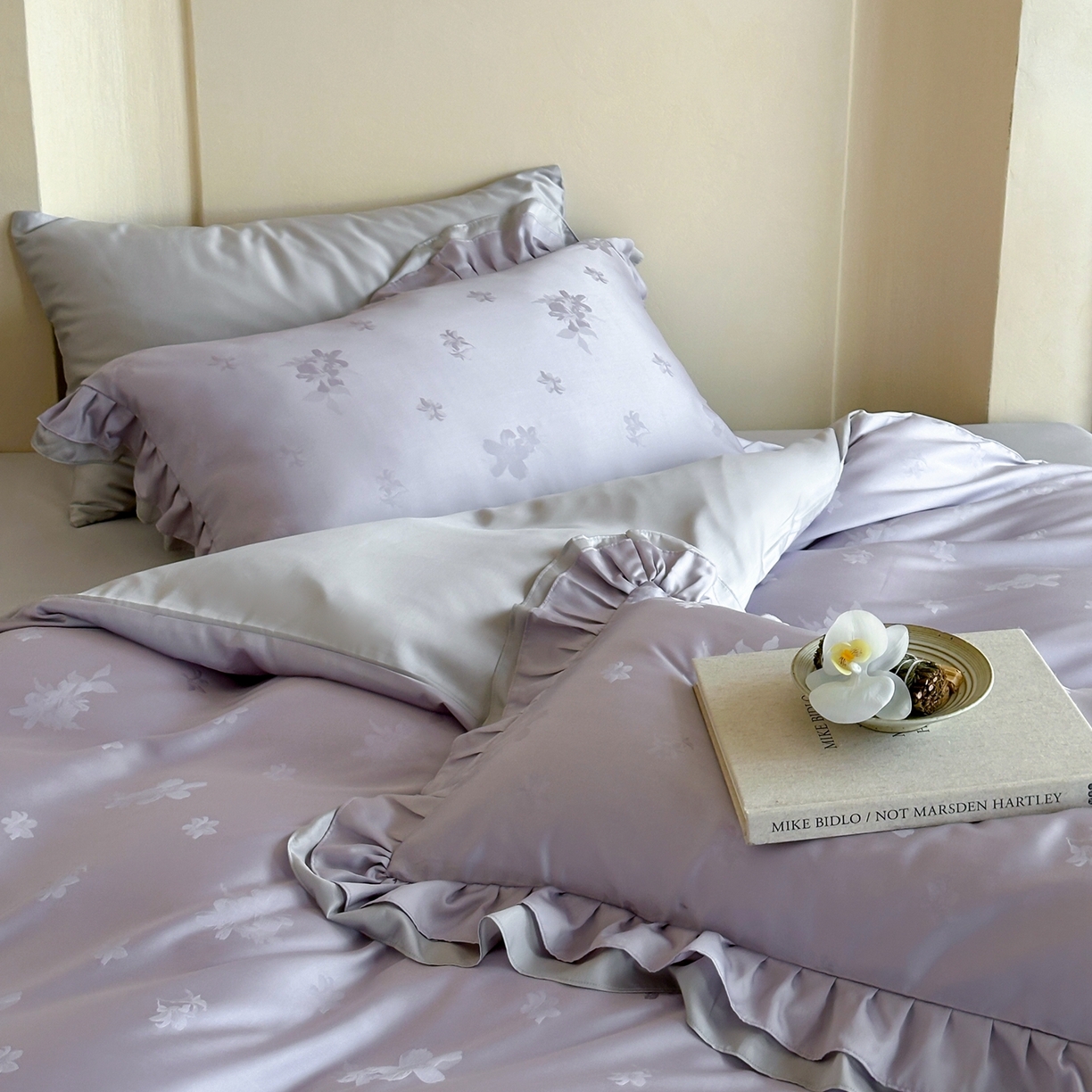 91家纺网 家纺一手货源 找家纺 玉宇阁家居 2026新款60S进口兰精天丝提花四件套-莫莫咖momocha 莫莫咖momocha-冷雾紫