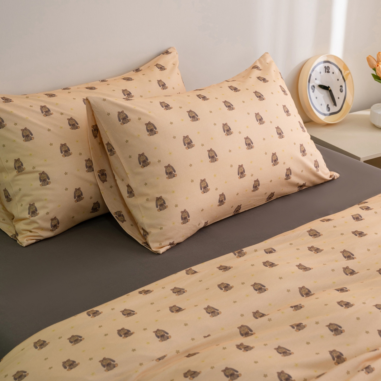 91家纺网 家纺一手货源 找家纺 梦可莱家居 2026新款全棉纯棉针织棉印花可爱卡通系列四件套 蝴蝶兔