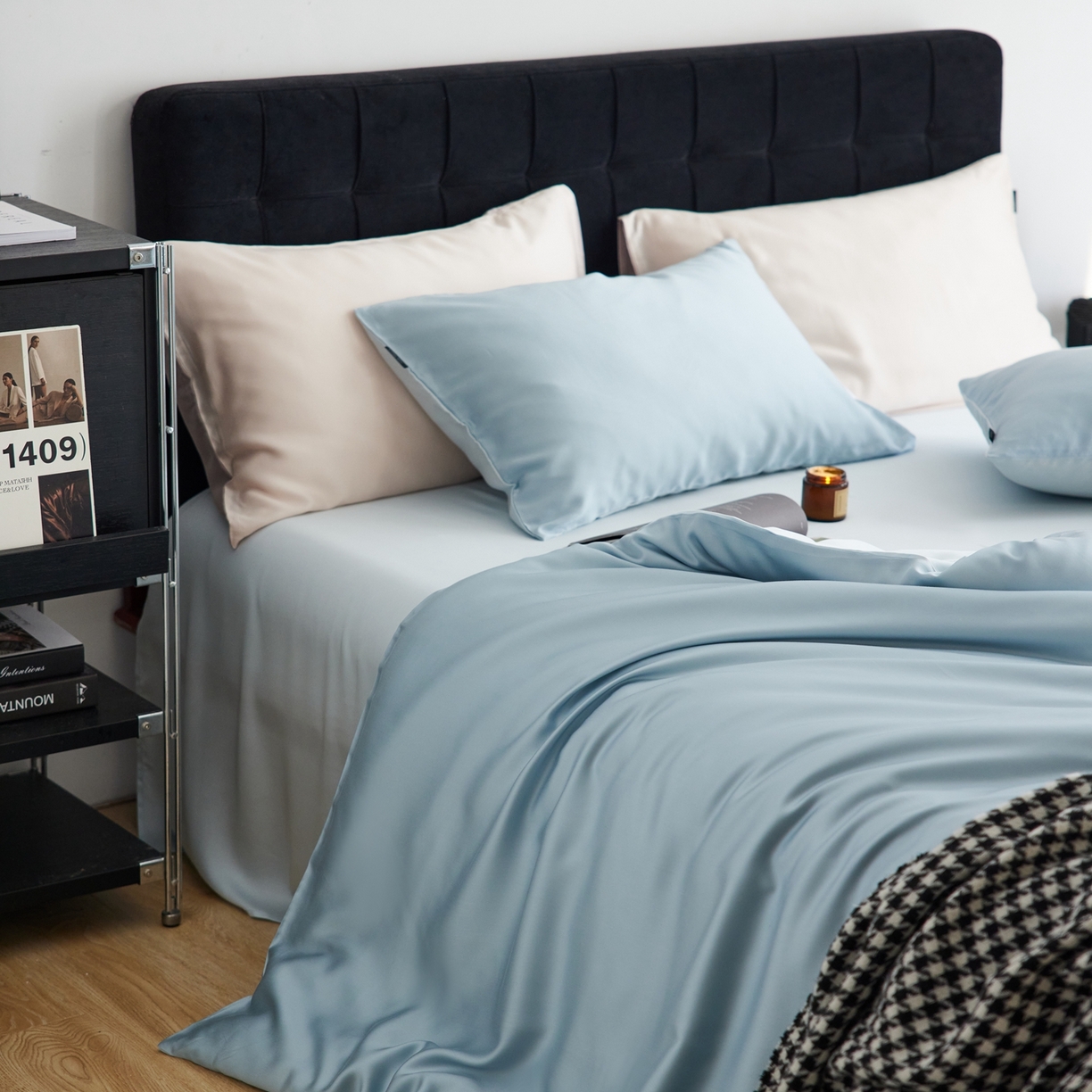 91家纺网 家纺一手货源 找家纺 （总）玉宇阁家居 2026春夏60s兰精天丝拼色四件套