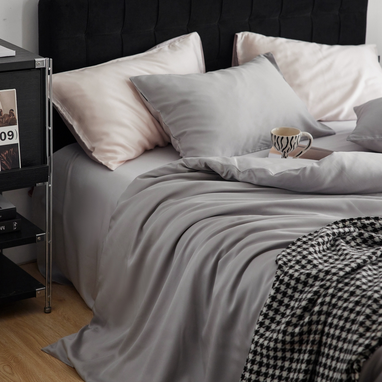 91家纺网 家纺一手货源 找家纺 （总）玉宇阁家居 2026春夏60s兰精天丝拼色四件套