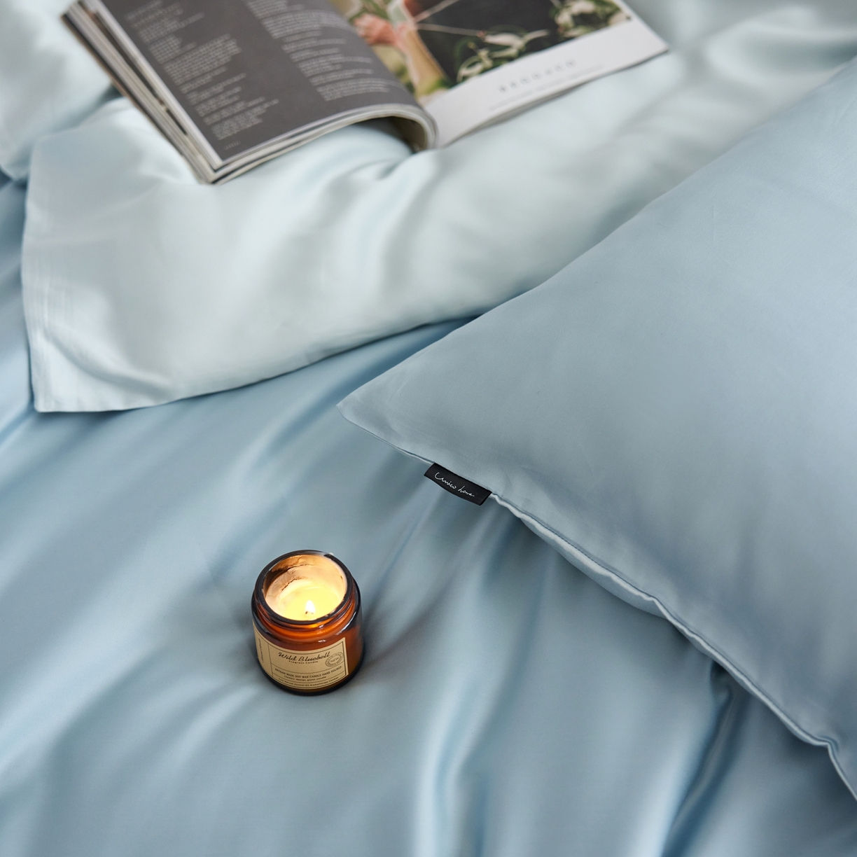 91家纺网 家纺一手货源 找家纺 玉宇阁家居 2026春夏60s兰精天丝拼色四件套 天空-欣蓝