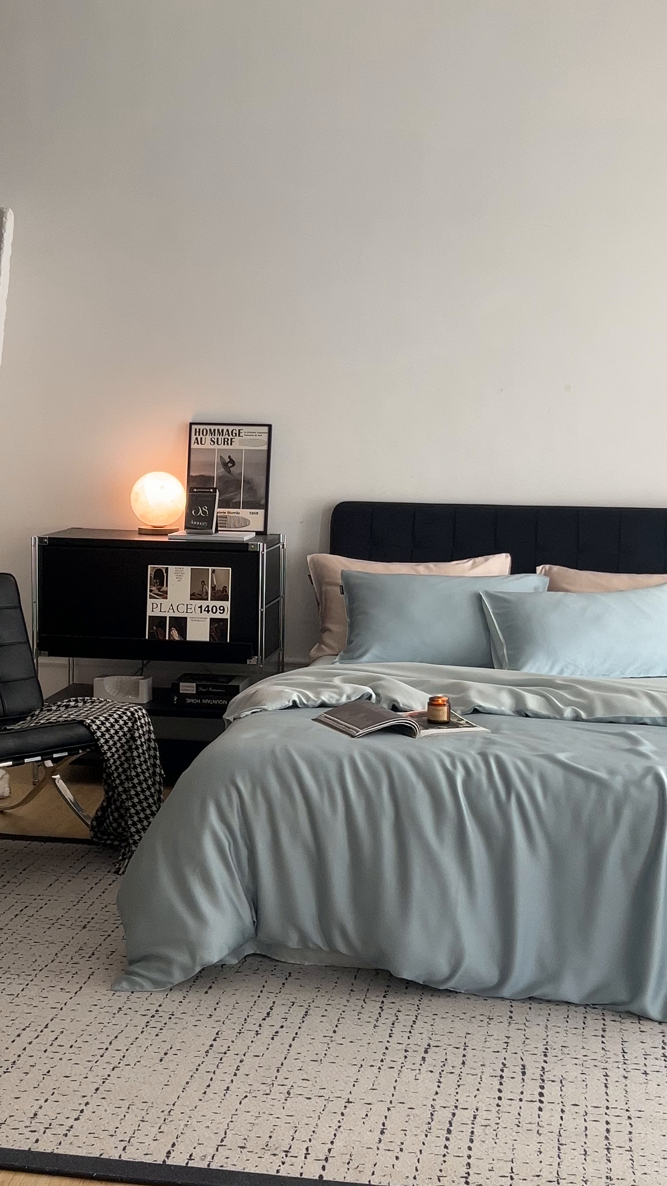 91家纺网 家纺一手货源 找家纺 玉宇阁家居 2026春夏60s兰精天丝拼色四件套 天空-欣蓝