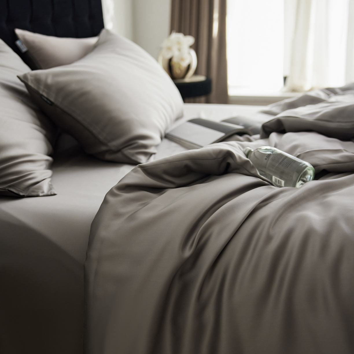 91家纺网 家纺一手货源 找家纺 玉宇阁家居 2026春夏60s兰精天丝拼色四件套 岩石灰