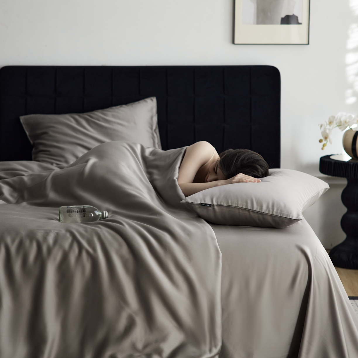 91家纺网 家纺一手货源 找家纺 玉宇阁家居 2026春夏60s兰精天丝拼色四件套 岩石灰