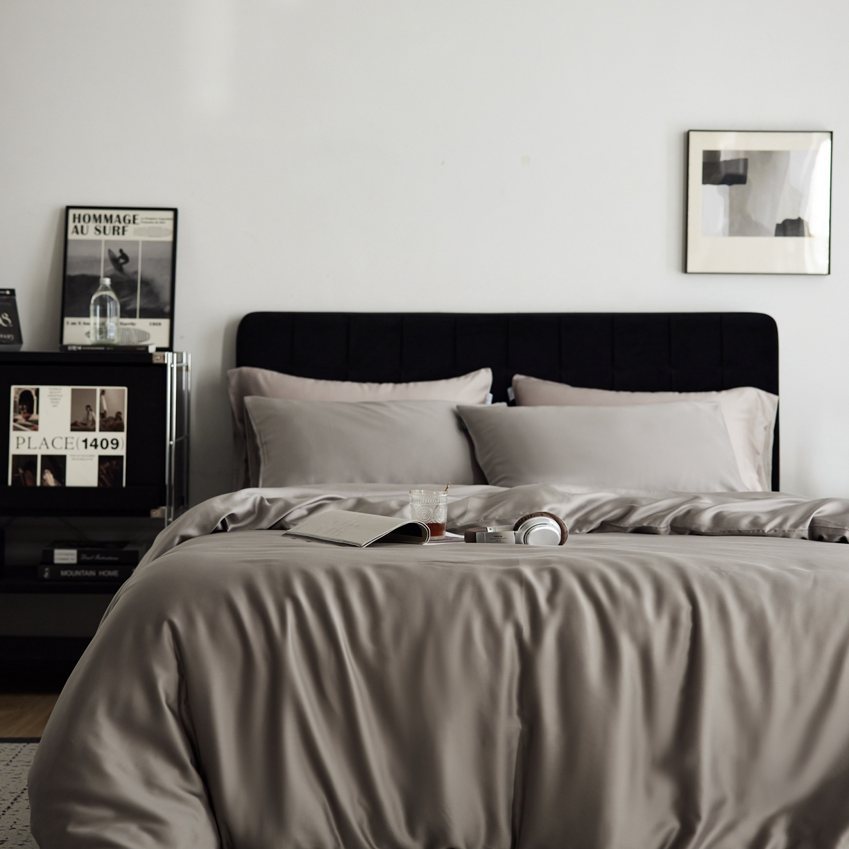 91家纺网 家纺一手货源 找家纺 玉宇阁家居 2026春夏60s兰精天丝拼色四件套 岩石灰