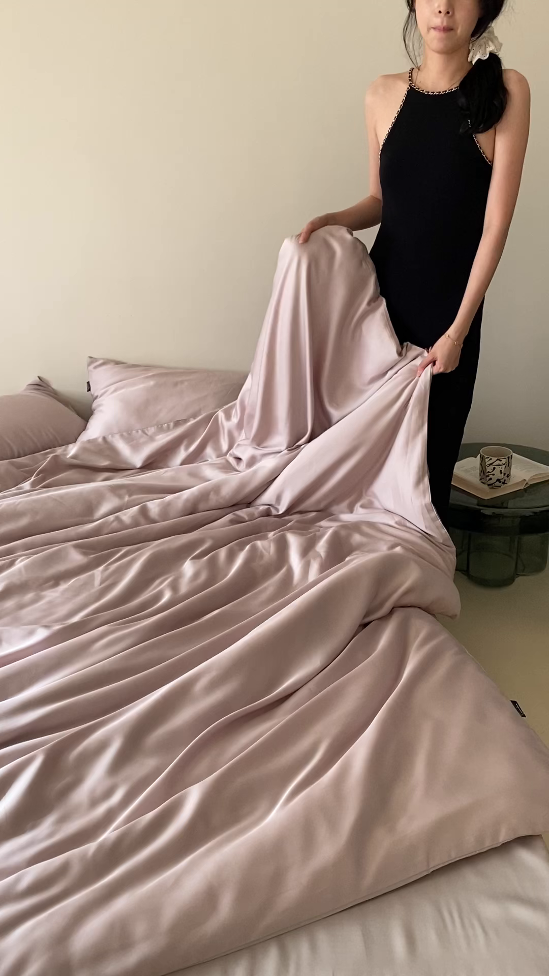 91家纺网 家纺一手货源 找家纺 玉宇阁家居 2026春夏60s兰精天丝拼色四件套 洋气裸粉