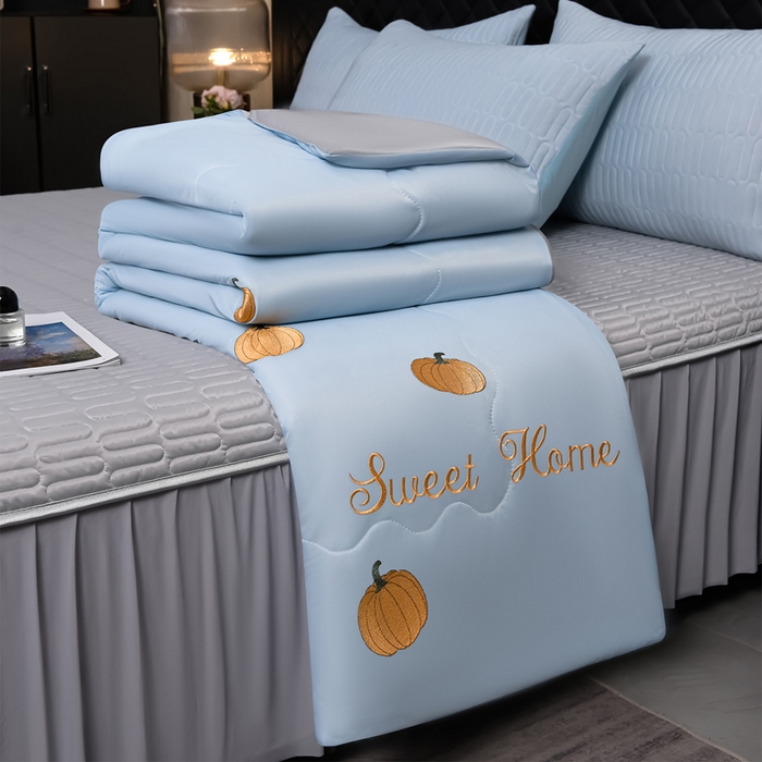 91家纺网 家纺一手货源 找家纺 （总）妮恒美家纺 2026春夏新款凉感丝床盖夏被夏凉被空调被四件套