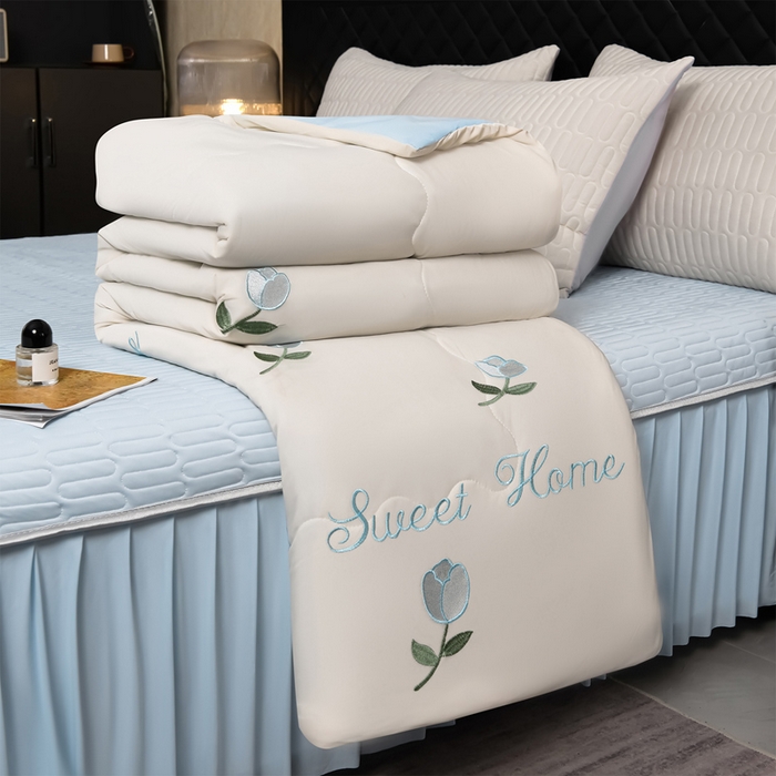 91家纺网 家纺一手货源 找家纺 （总）妮恒美家纺 2026春夏新款凉感丝床盖夏被夏凉被空调被四件套