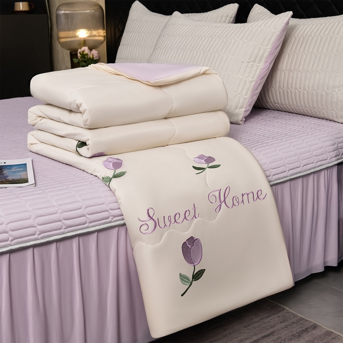 91家纺网 家纺一手货源 找家纺 （总）妮恒美家纺 2026春夏新款凉感丝床盖夏被夏凉被空调被四件套