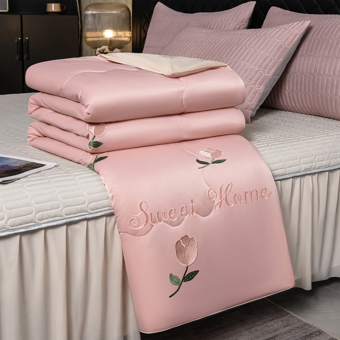 91家纺网 家纺一手货源 找家纺 （总）妮恒美家纺 2026春夏新款凉感丝床盖夏被夏凉被空调被四件套