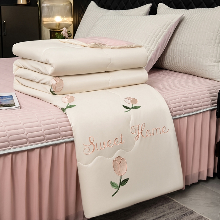 91家纺网 家纺一手货源 找家纺 （总）妮恒美家纺 2026春夏新款凉感丝床盖夏被夏凉被空调被四件套