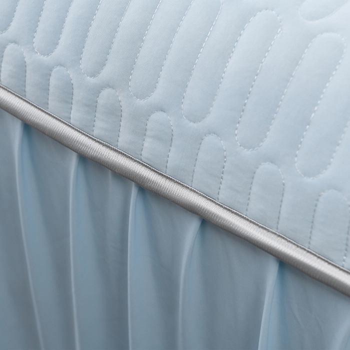 91家纺网 家纺一手货源 找家纺 妮恒美家纺 2026春夏新款凉感丝床盖夏被夏凉被空调被四件套 郁金香-奶白海蓝