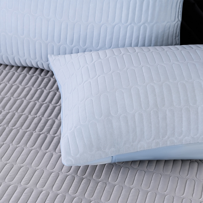 91家纺网 家纺一手货源 找家纺 妮恒美家纺 2026春夏新款凉感丝床盖夏被夏凉被空调被四件套 小南瓜-海蓝灰