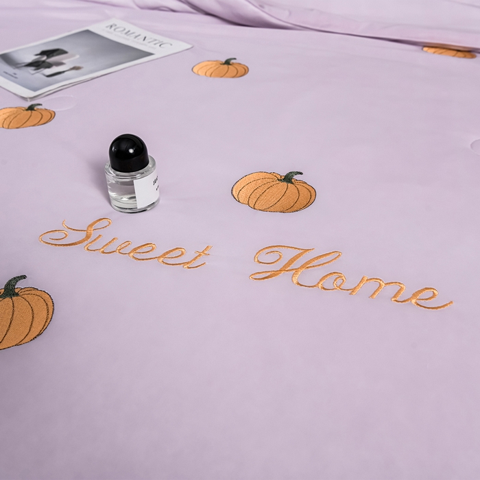 91家纺网 家纺一手货源 找家纺 妮恒美家纺 2026春夏新款凉感丝床盖夏被夏凉被空调被四件套 小南瓜-浅紫