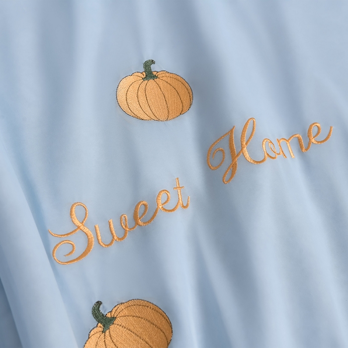 91家纺网 家纺一手货源 找家纺 妮恒美家纺 2026春夏新款凉感丝床盖夏被夏凉被空调被四件套 小南瓜-海蓝灰