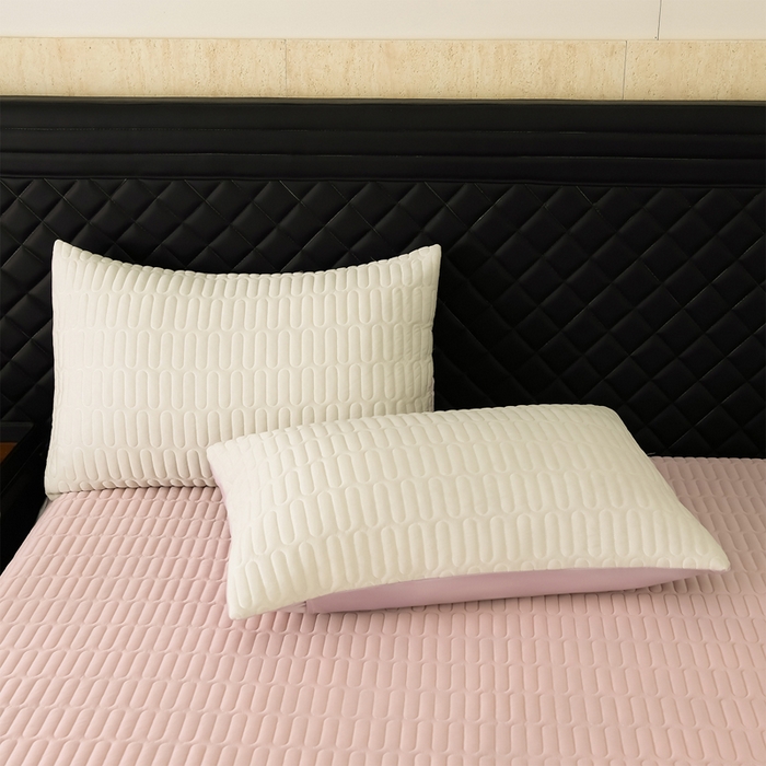 91家纺网 家纺一手货源 找家纺 妮恒美家纺 2026春夏新款凉感丝床盖夏被夏凉被空调被四件套 郁金香-奶白粉