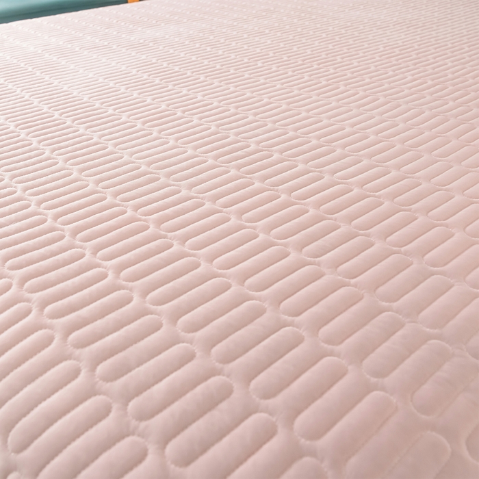 91家纺网 家纺一手货源 找家纺 妮恒美家纺 2026春夏新款凉感丝床盖夏被夏凉被空调被四件套 郁金香-奶白粉