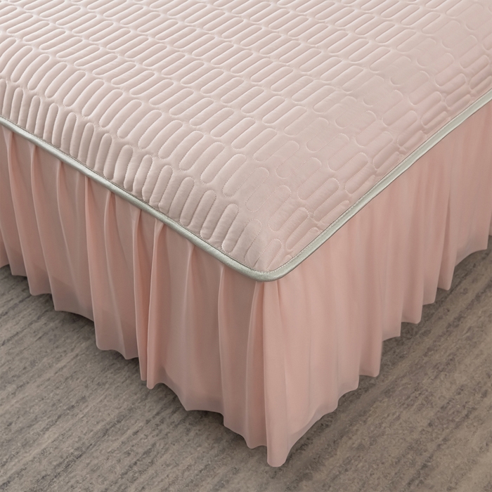 91家纺网 家纺一手货源 找家纺 妮恒美家纺 2026春夏新款凉感丝床盖夏被夏凉被空调被四件套 郁金香-奶白粉