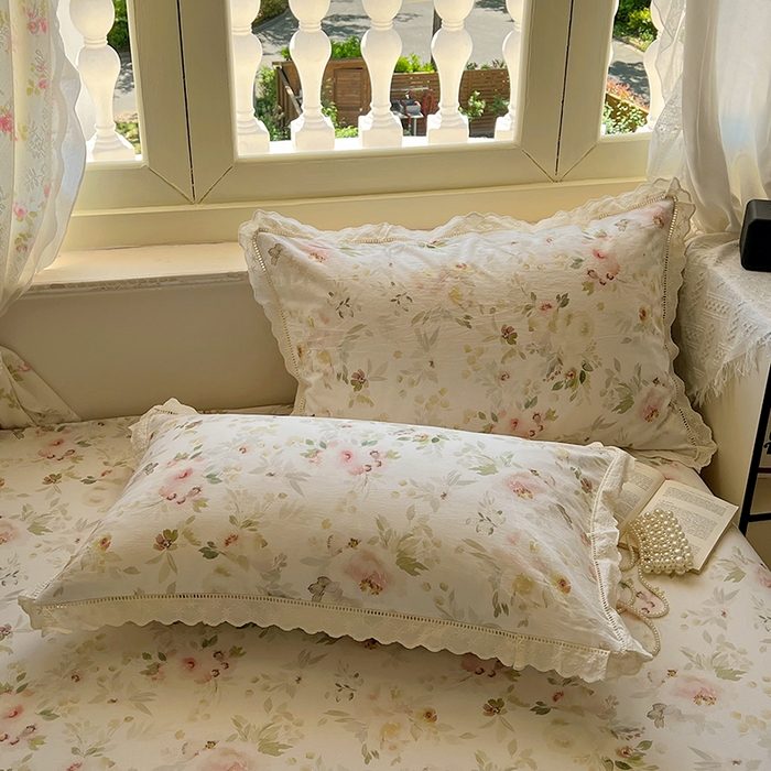 91家纺网 家纺一手货源 找家纺 （总）爱彼家纺 2026春夏新款云感水洗棉床单清新碎花床单三件套