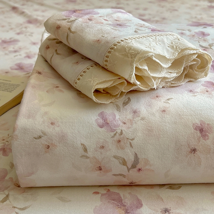 91家纺网 家纺一手货源 找家纺 （总）爱彼家纺 2026春夏新款云感水洗棉床单清新碎花床单三件套