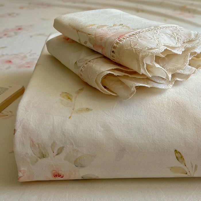 91家纺网 家纺一手货源 找家纺 （总）爱彼家纺 2026春夏新款云感水洗棉床单清新碎花床单三件套