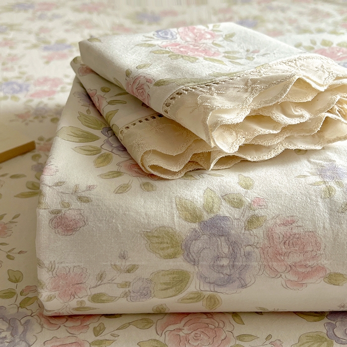 91家纺网 家纺一手货源 找家纺 （总）爱彼家纺 2026春夏新款云感水洗棉床单清新碎花床单三件套