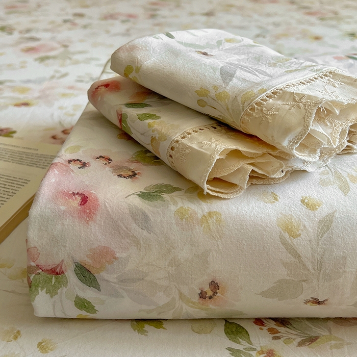 爱彼家纺 2026春夏新款云感水洗棉床单清新碎花床单三件套 云感-春花秋月