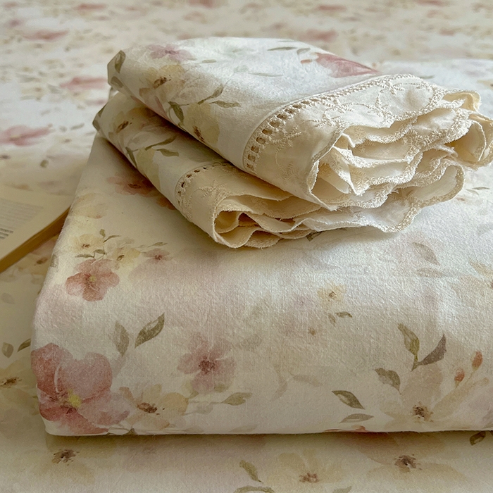 爱彼家纺 2026春夏新款云感水洗棉床单清新碎花床单三件套 云感-春意