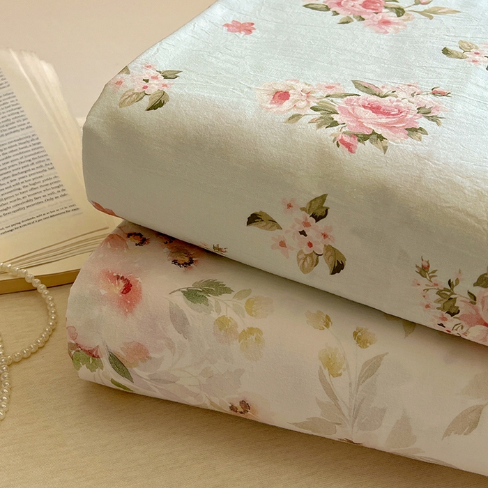 91家纺网 家纺一手货源 找家纺 爱彼家纺 2026春夏新款云感水洗棉床单清新碎花床单三件套 组合图仅供展示不可下单