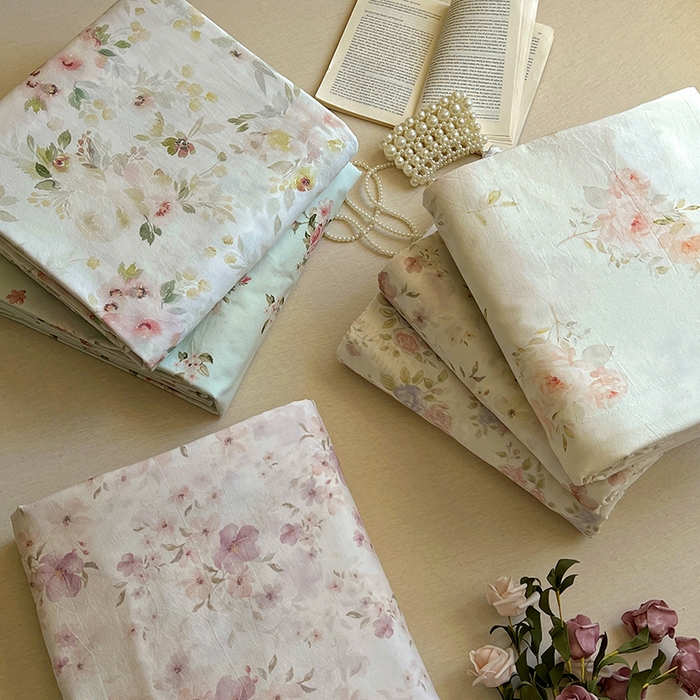 91家纺网 家纺一手货源 找家纺 爱彼家纺 2026春夏新款云感水洗棉床单清新碎花床单三件套 组合图仅供展示不可下单