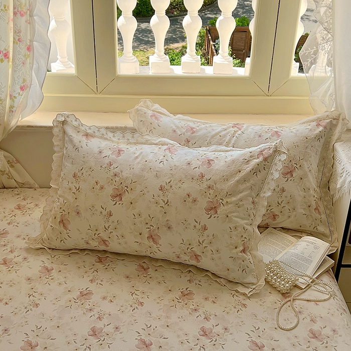 91家纺网 家纺一手货源 找家纺 爱彼家纺 2026春夏新款云感水洗棉床单清新碎花床单三件套 云感-春意