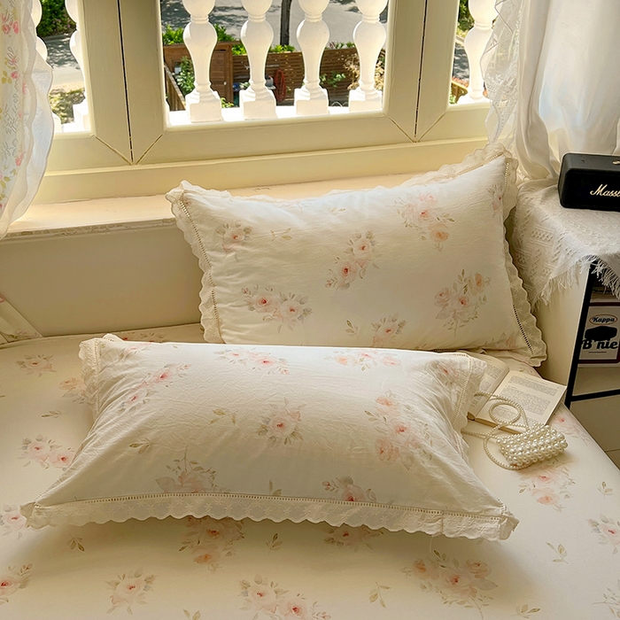 91家纺网 家纺一手货源 找家纺 爱彼家纺 2026春夏新款云感水洗棉床单清新碎花床单三件套 云感-夏日风情