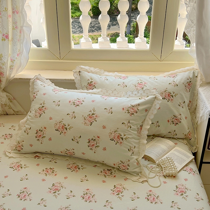 91家纺网 家纺一手货源 找家纺 爱彼家纺 2026春夏新款云感水洗棉床单清新碎花床单三件套 云感-春风里