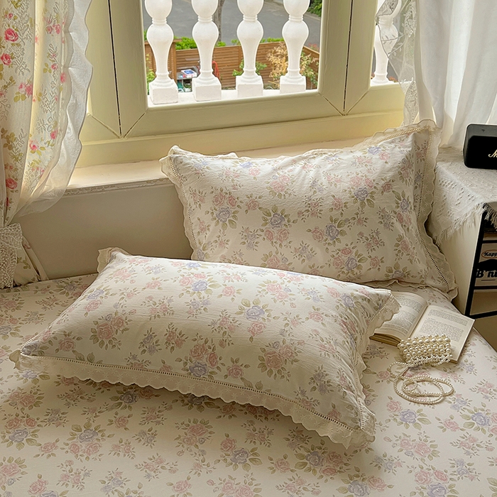 91家纺网 家纺一手货源 找家纺 爱彼家纺 2026春夏新款云感水洗棉床单清新碎花床单三件套 云感-鲜花怒放