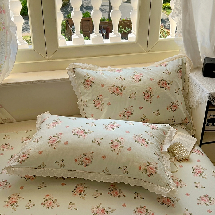 91家纺网 家纺一手货源 找家纺 爱彼家纺 2026春夏新款云感水洗棉床单清新碎花床单三件套 云感-春风里