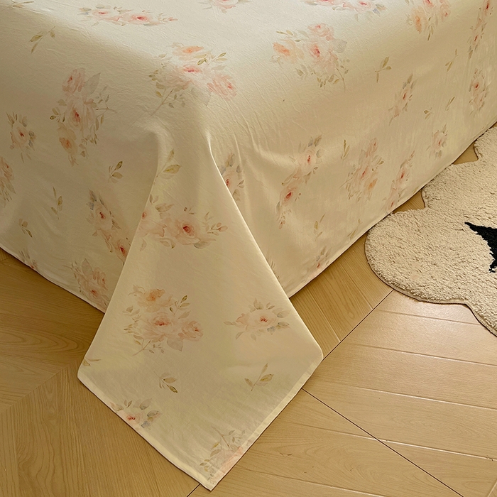 91家纺网 家纺一手货源 找家纺 爱彼家纺 2026春夏新款云感水洗棉床单清新碎花床单三件套 云感-夏日风情