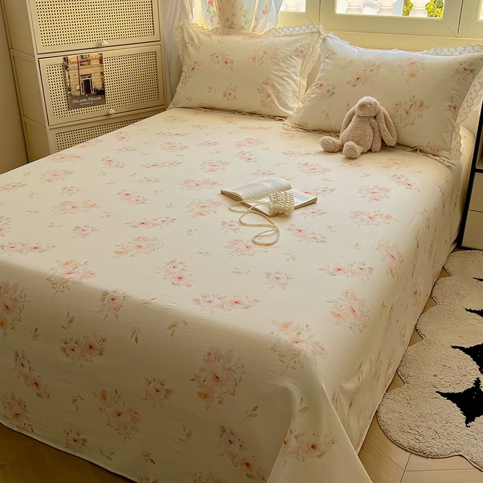 91家纺网 家纺一手货源 找家纺 爱彼家纺 2026春夏新款云感水洗棉床单清新碎花床单三件套 云感-夏日风情