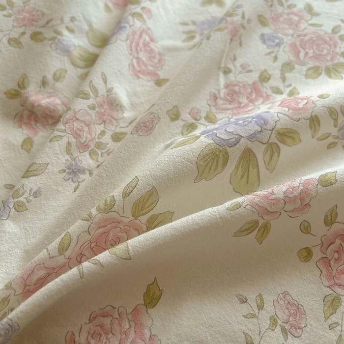 91家纺网 家纺一手货源 找家纺 爱彼家纺 2026春夏新款云感水洗棉床单清新碎花床单三件套 云感-鲜花怒放