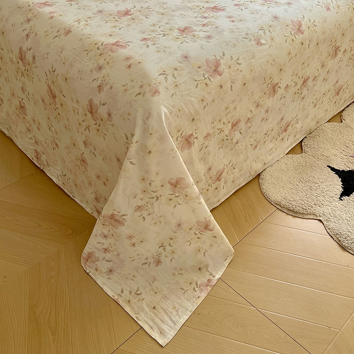 91家纺网 家纺一手货源 找家纺 爱彼家纺 2026春夏新款云感水洗棉床单清新碎花床单三件套 云感-春意