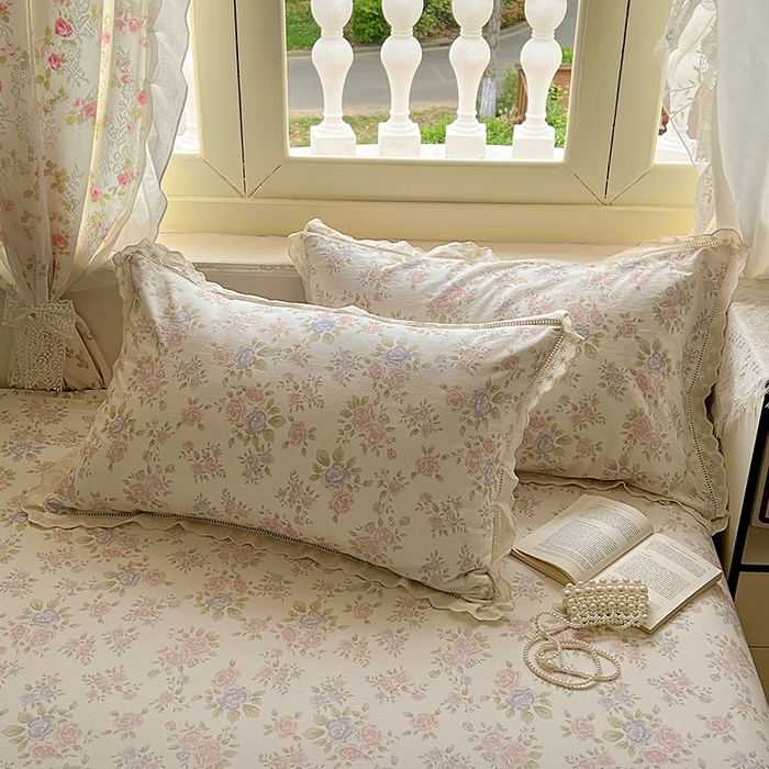 91家纺网 家纺一手货源 找家纺 爱彼家纺 2026春夏新款云感水洗棉床单清新碎花床单三件套 云感-鲜花怒放