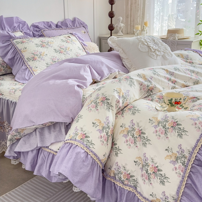 91家纺网 家纺一手货源 找家纺 （总）菊上家纺 2026新款法式田园风蕾丝床裙款四件套