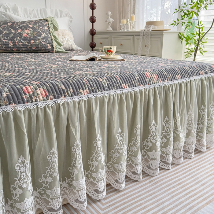 91家纺网 家纺一手货源 找家纺 菊上家纺 2026新款法式田园风蕾丝床裙款四件套 黛薇儿