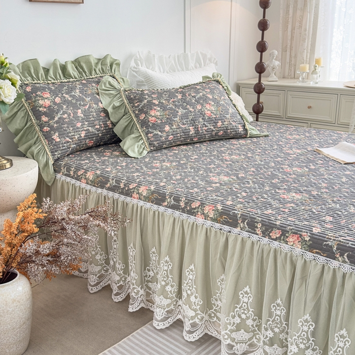 91家纺网 家纺一手货源 找家纺 菊上家纺 2026新款法式田园风蕾丝床裙款四件套 黛薇儿