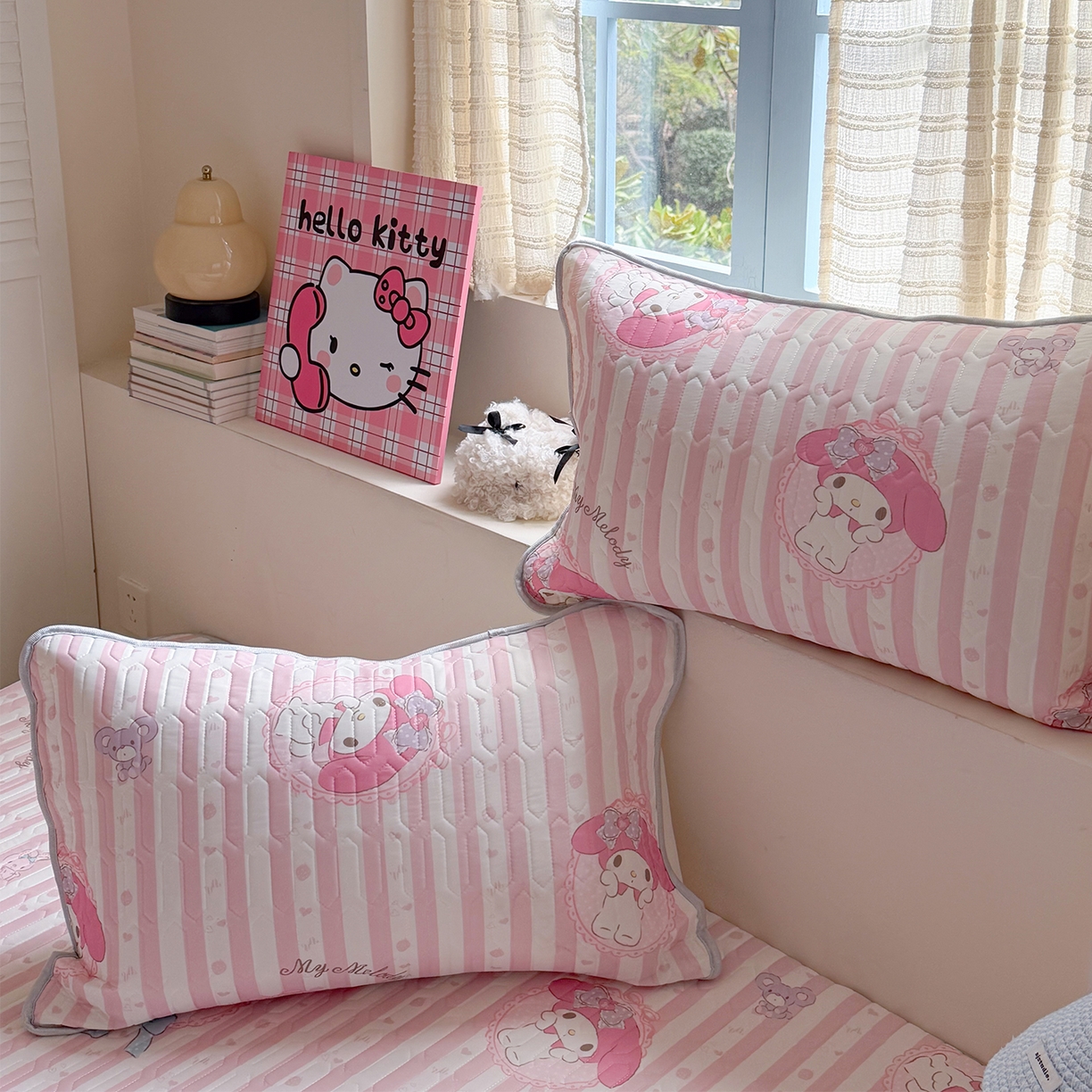 91家纺网 家纺一手货源 找家纺 桃子家居 2026新款A类正版授权三丽鸥高品质凉感丝乳胶席空调软席系列三件套 三丽鸥乳胶席-粉粉美乐蒂