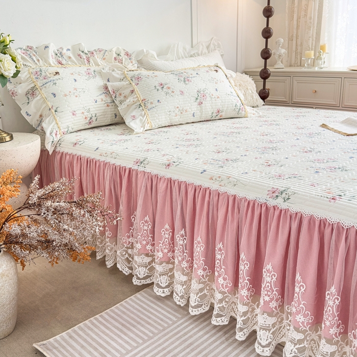 91家纺网 家纺一手货源 找家纺 菊上家纺 2026新款法式田园风蕾丝床裙款四件套 梦兰蔻